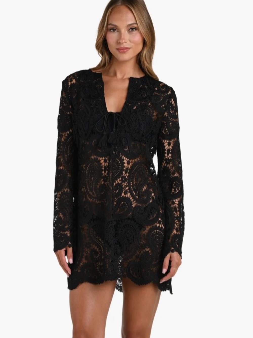 L’AGENCE Ansley Crochet Mini Dress/ Cover-up